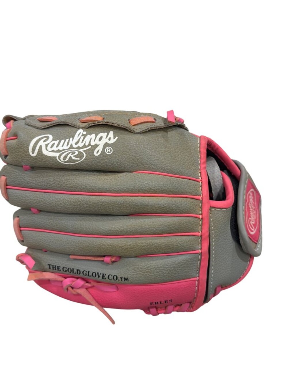 Rawlings Storm 10" Youth Softball Glove Gray & Pink Basket-Web Design